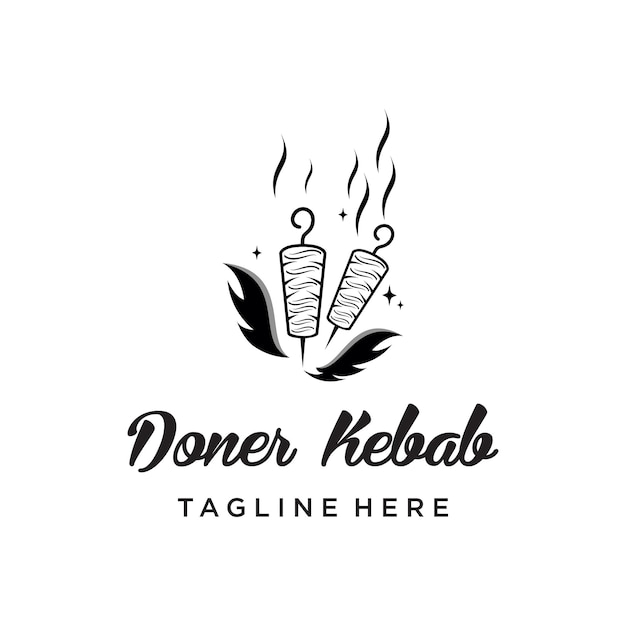 Doner kebab logo design with creative unique Premium Vector