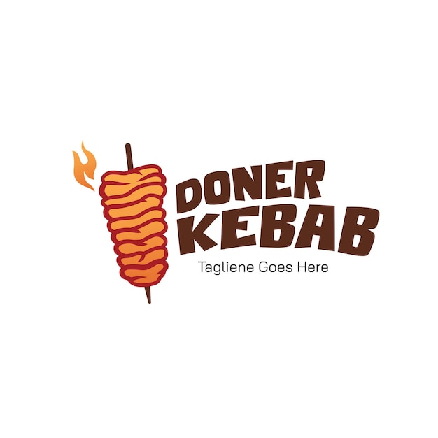 Schema vettoriale del logo del kebab doner etichette creative per il fast food tusrkish e arabo