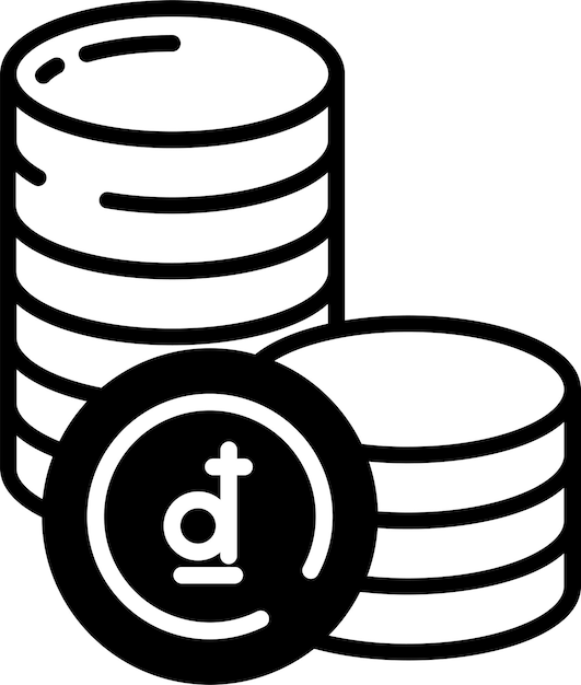 Dong coin glyph and line vector illustration