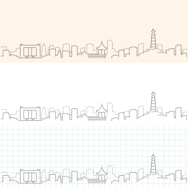 Vector dongguan hand drawn profile skyline