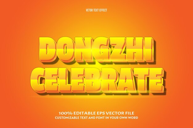 Dongzhi celebrate editable text effect 3d emboss modern style