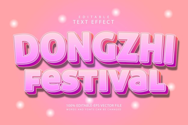 Dongzhi festival bewerkbaar teksteffect 3 dimensie reliëf moderne stijl