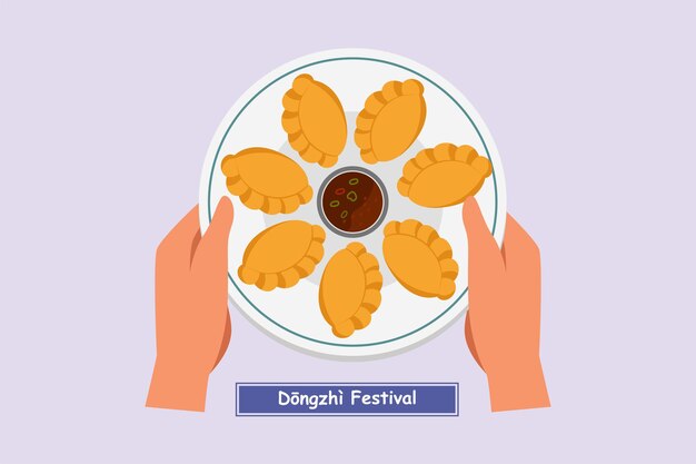 Dongzhi festival concept Colored flat vector illustration isolated