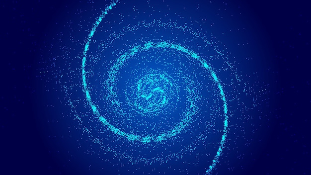 Donker blauwe kosmische vortex deeltje netwerk technologie big data abstract vector background