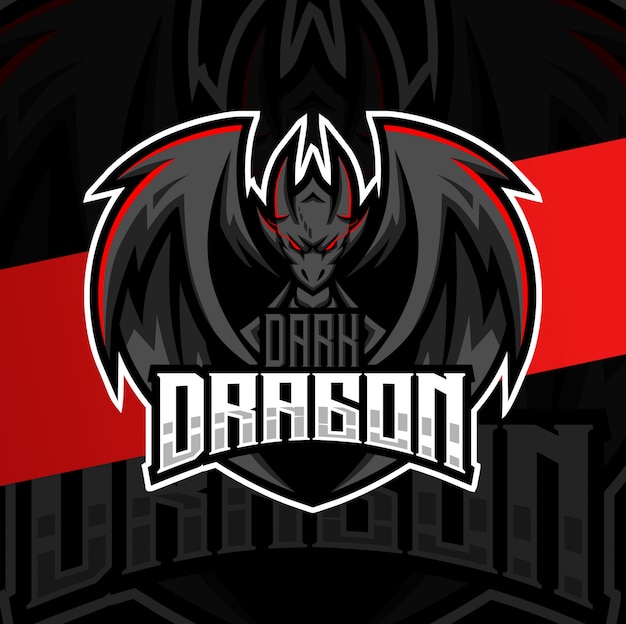 Donker draak mascotte esport logo