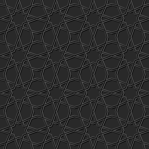donker papier kunst Islamitische geometrie kruis patroon naadloze achtergrond