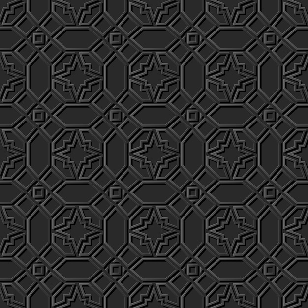 Donker papier kunst islamitische geometrie kruis patroon naadloze achtergrond