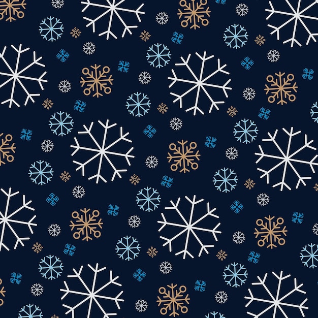 Donkerblauw vector naadloos patroon met sneeuwvlokken