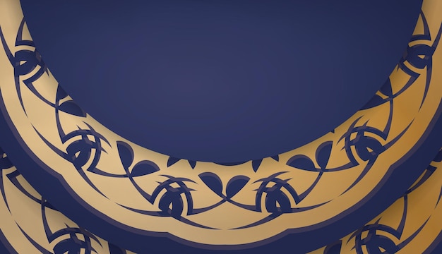 Donkerblauwe banner met Indiaas goudpatroon voor ontwerp onder uw logo