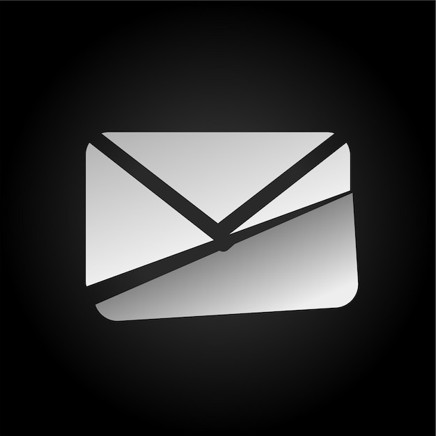 Donkere achtergrond gesneden effect e-mail icoon met moderne visuele
