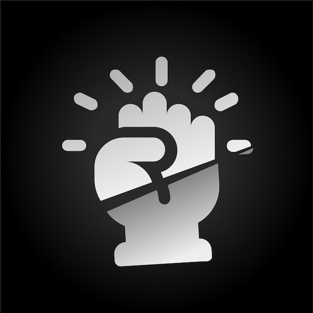 Donkere achtergrond Sliced Effect Power of Fist Icon met Modern Visual