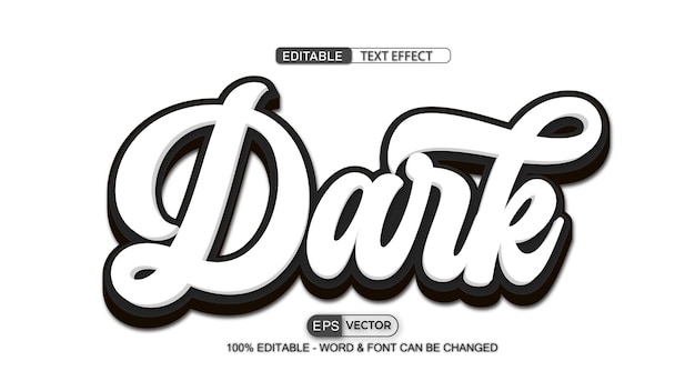 Donkere bewerkbare teksteffect Vector 3D-stijl