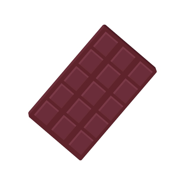 Donkere chocoladereep op witte achtergrond. Platte vectorillustratie