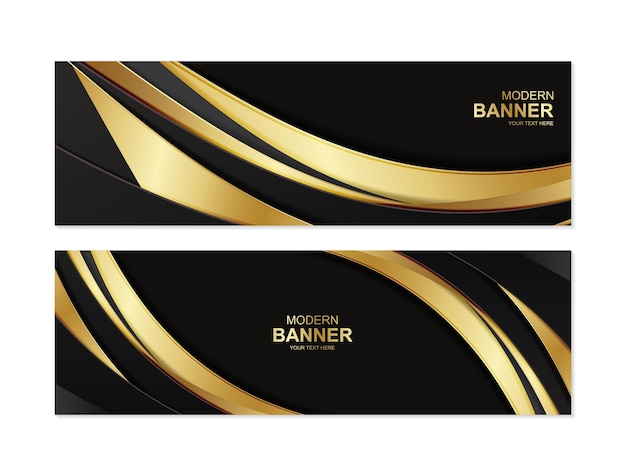 Donkere gouden abstracte golfbanner