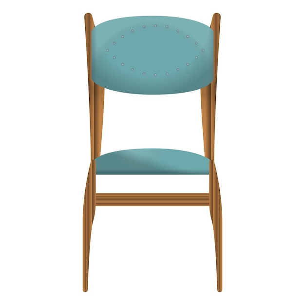Donkere houten stoel front view in realistische stijl Turquoise stoel Huis houten meubelontwerp Kleurrijk