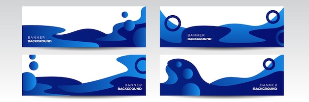 Donkere moderne marineblauwe brede bannerachtergrond met vloeibaar klodderpatroon