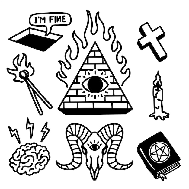 Donkere satanische flitstattoo