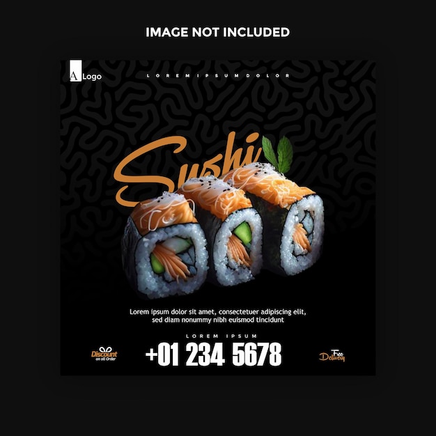 Vector donkere vulling patroon achtergrond met oranje tekst sushi thema ontwerp