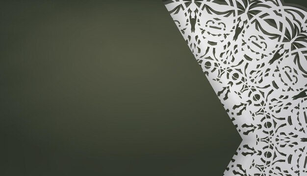 Donkergroen sjabloon voor spandoek met Indiaas wit patroon en tekstruimte