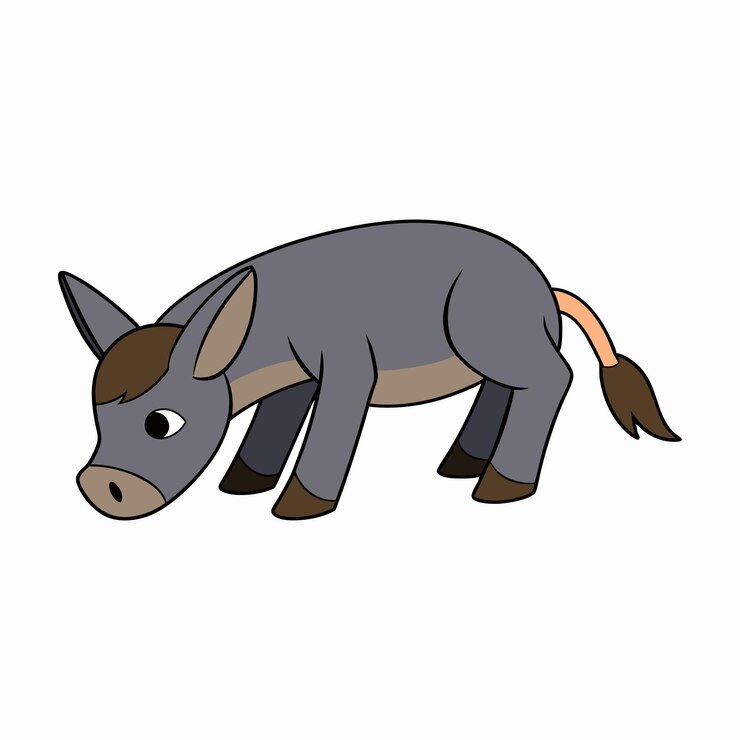 Vector donkey crouching kawaii vector