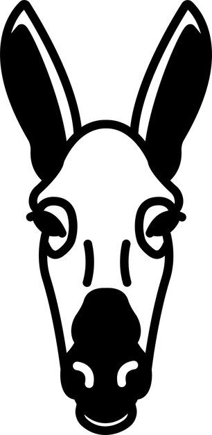 Donkey face glyph and line vector illustration