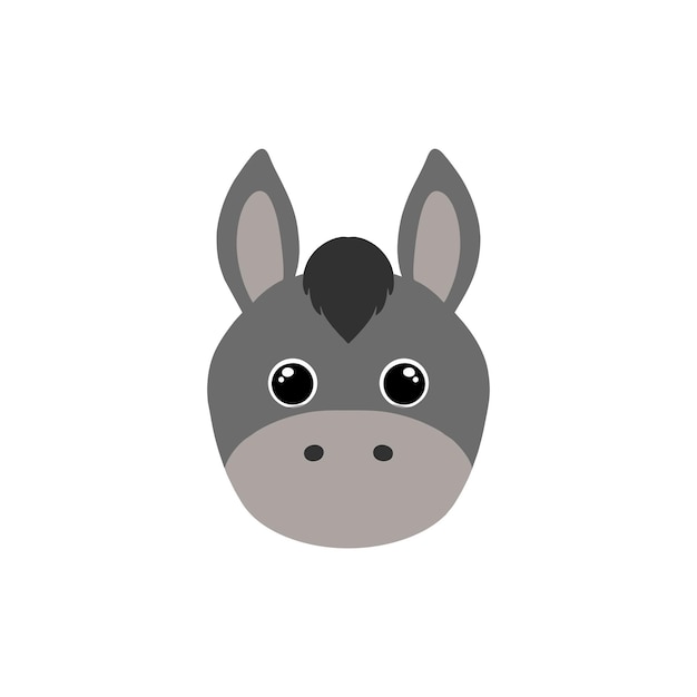 Vector a donkey face with a black and white face.