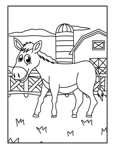 Donkey Farm Animal Coloring Pages For Kids