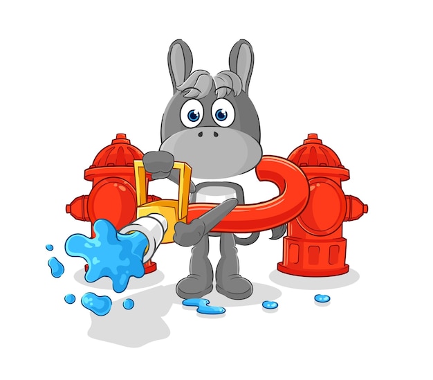 Donkey firefighter vector cartoon character