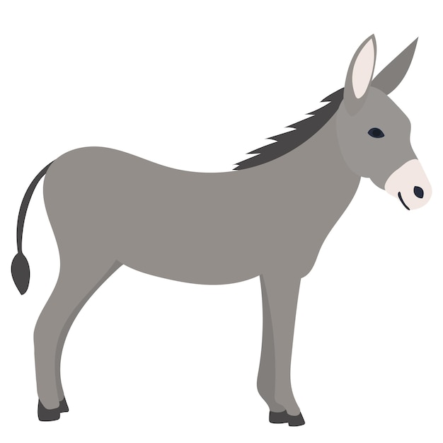 Donkey, flat design on white background, isolated, vector