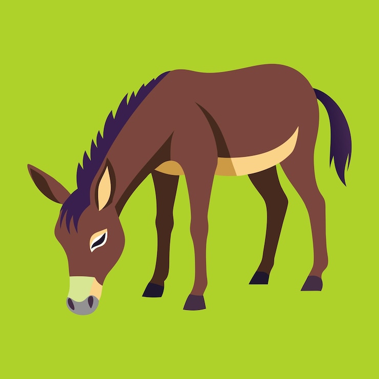 Vector donkey grazing vector