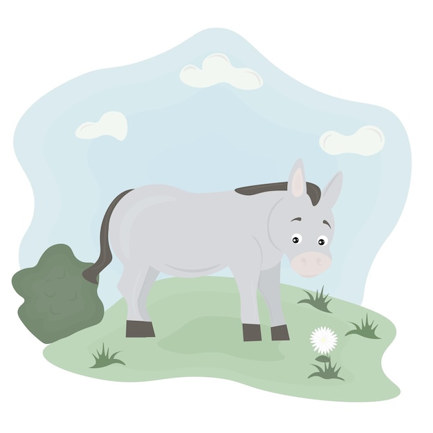 Vector donkey illustration in the meadowx9xa