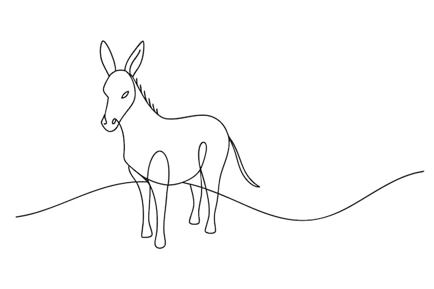 白い背景のベクトルイラストのドンキーライン
