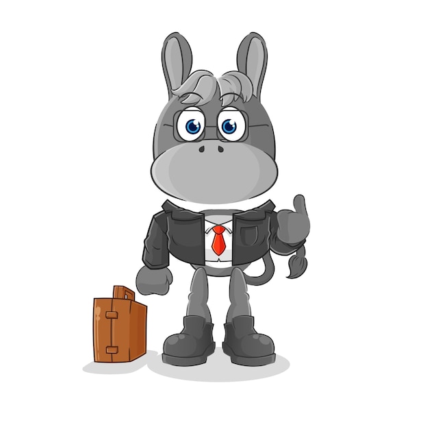 donkey office worker mascot cartoon vector