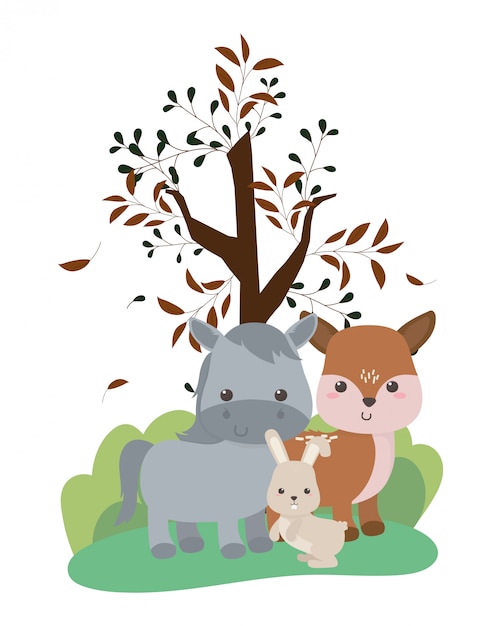 Vector donkey rabbit and deer cartoon