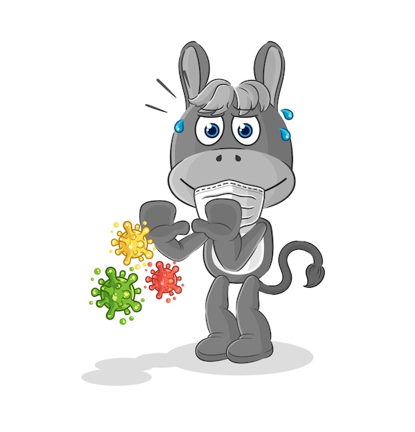 Donkey refuse viruses cartoon cartoon mascot vector