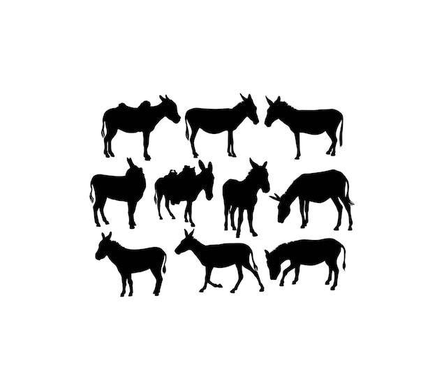 Donkey Silhouettes art vector design