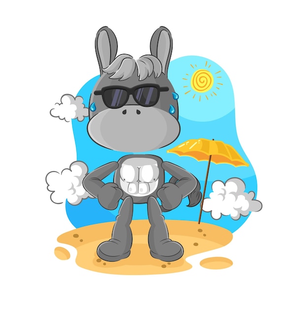 Donkey sunbathing in summer character vector