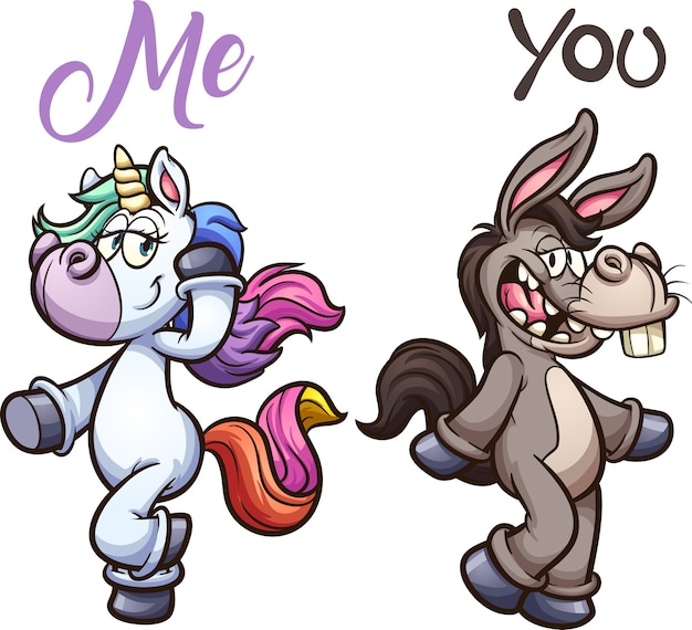 Donkey and unicorn