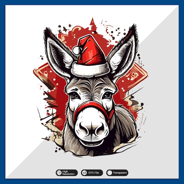 Donkey wearing a christmas beret