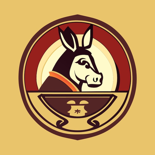 donkeys restaurant logo chinese elements vector illustration flat