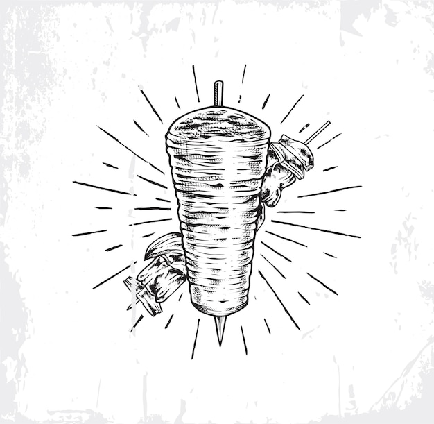 Vector donner shawarma vector drawing illustration