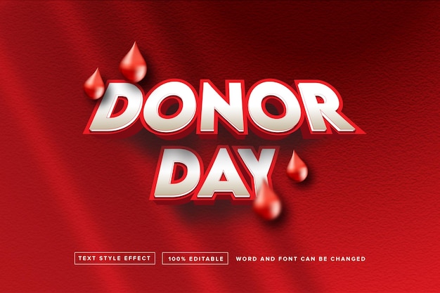 Vector donor day text style effect editable