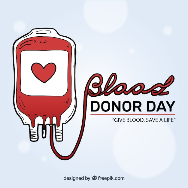 Vector donor world day background with blood bag