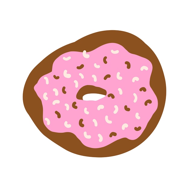 Donut in cartoon flat style