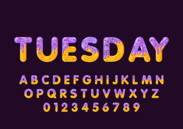 Donut cartoon tuesday biscuit bold font style