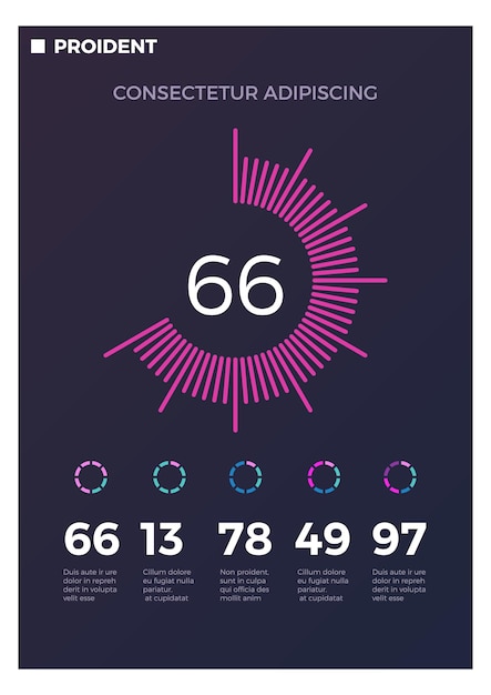 Donut chart on statistic presentation slide infographic page