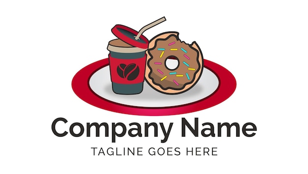 Donut and Coffee Cup Creative Asian Food Logo Template