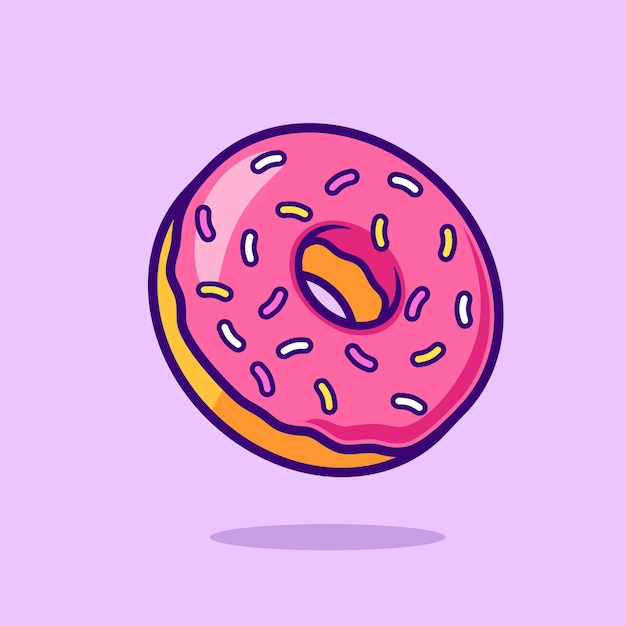 Donut Drijvende Cartoon Vector Icon Illustratie Voedsel Object Icon Geïsoleerde Platte Vector