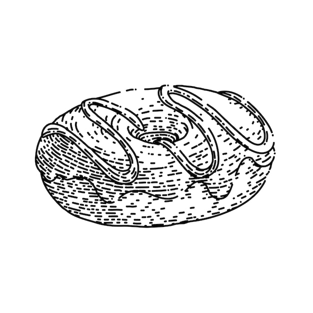 Вектор эскиза еды пончика, нарисованный вручную