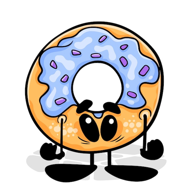 Donut Funnny stripfiguur Vector geïsoleerde achtergrond